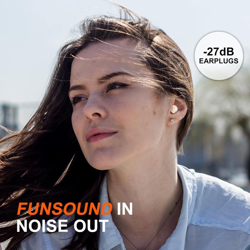 FUNSOUND Ear Plugs for Sleeping Noise Reduction Reuseable, Concerts, Focus, Travel, Work, High Fidelity – 7 Pairs Eartips – Flexible Soft – Touch – NRR of 24 and 27 dB Noise Cancelling (Skin) - Image 4